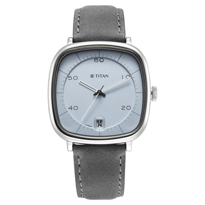 Titan Quartz Analog with Date Anthracite Dial Leather Strap Watch for Men 1885SL01
