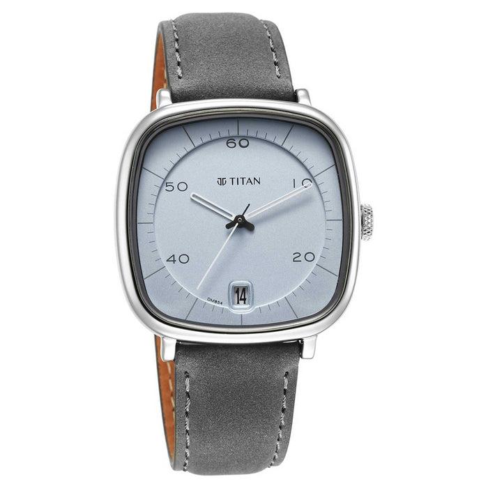 Titan Quartz Analog with Date Anthracite Dial Leather Strap Watch for Men 1885SL01