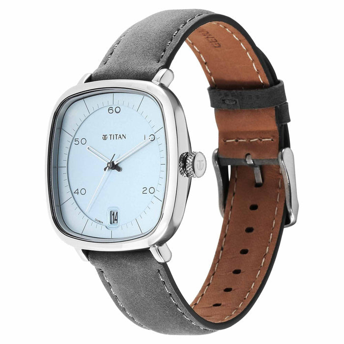 Titan Quartz Analog with Date Anthracite Dial Leather Strap Watch for Men 1885SL01