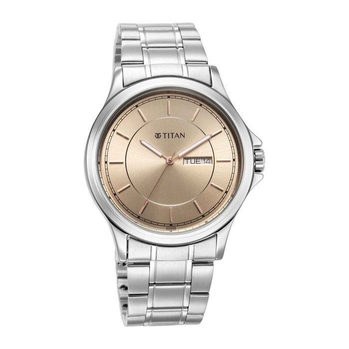 Titan Quartz Analog with Day and Date Rose Gold Dial Watch for Men
 1870SM03