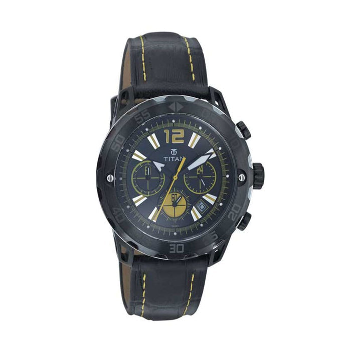 Titan Quartz Chronograph Black Dial Watch for Men 9387KL01