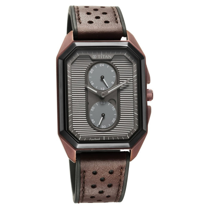 Titan Quartz Multifunction Anthracite Dial Stainless Steel Strap Watch for Men
 1888KP02