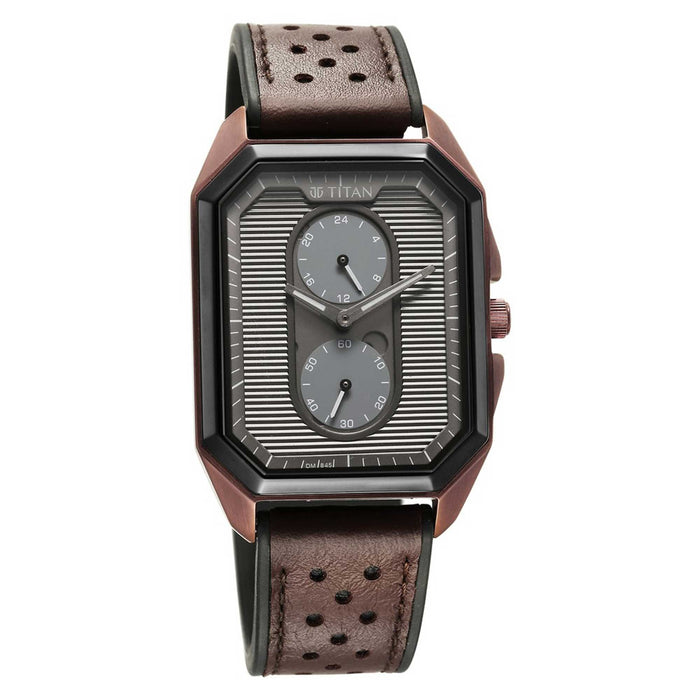 Titan Quartz Multifunction Anthracite Dial Stainless Steel Strap Watch for Men
 1888KP02