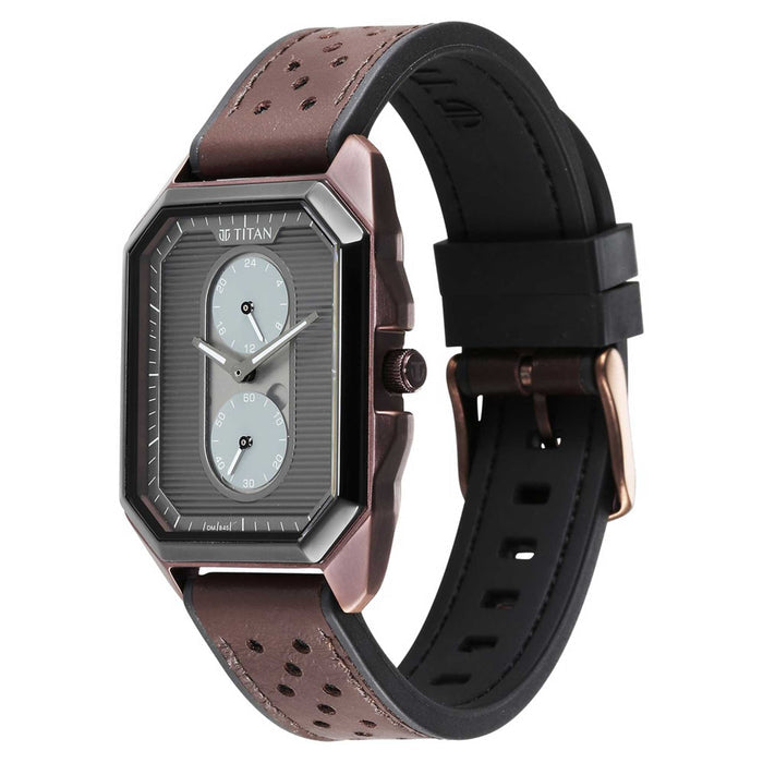 Titan Quartz Multifunction Anthracite Dial Stainless Steel Strap Watch for Men
 1888KP02