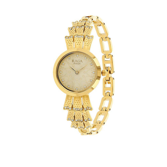Titan Raga Aurora Beige Dial Analog Watch for Women 95044YM01