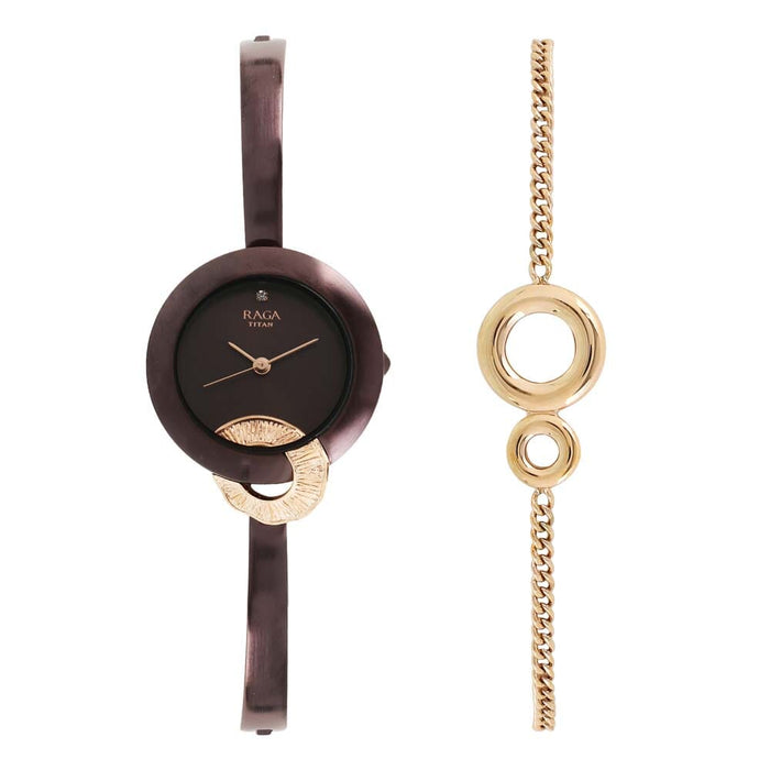 Titan Raga Espana Flemenco by Titan Brown Dial Analog Watch for Women 95051KM01