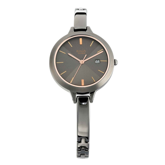 Titan Raga Viva Analog Champagne Dial Women's Watch-NL2578QM02/NP2578QM02, black, Bracelet, black, Bracelet