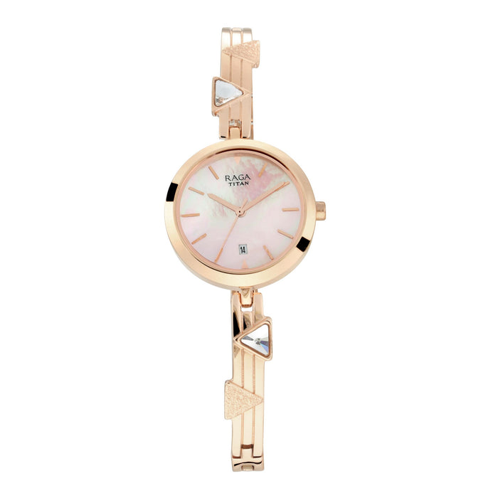Titan Raga Viva Mother of Pearl Dial Metal Strap Watch 2606WM04
