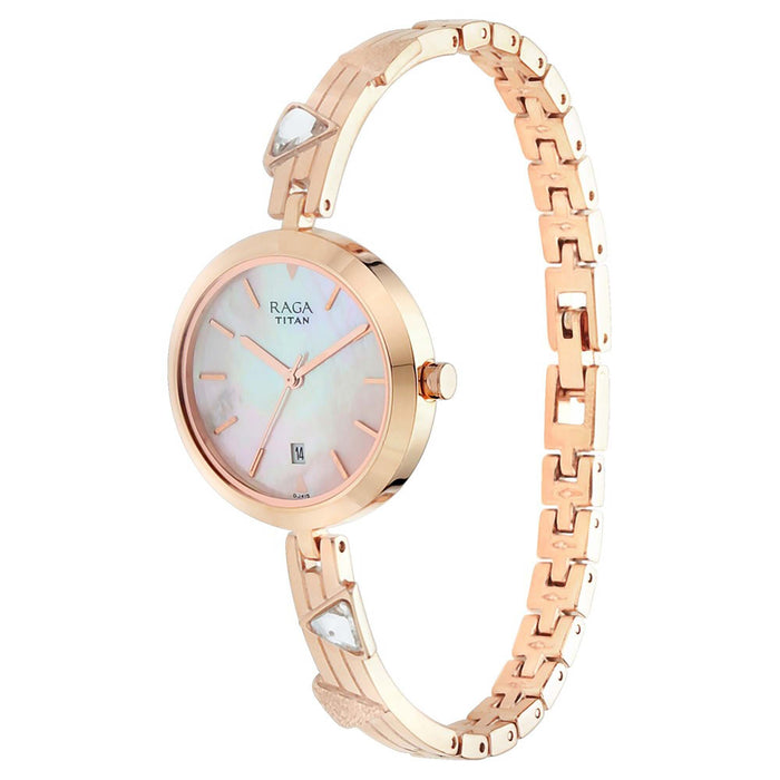 Titan Raga Viva Mother of Pearl Dial Metal Strap Watch 2606WM04
