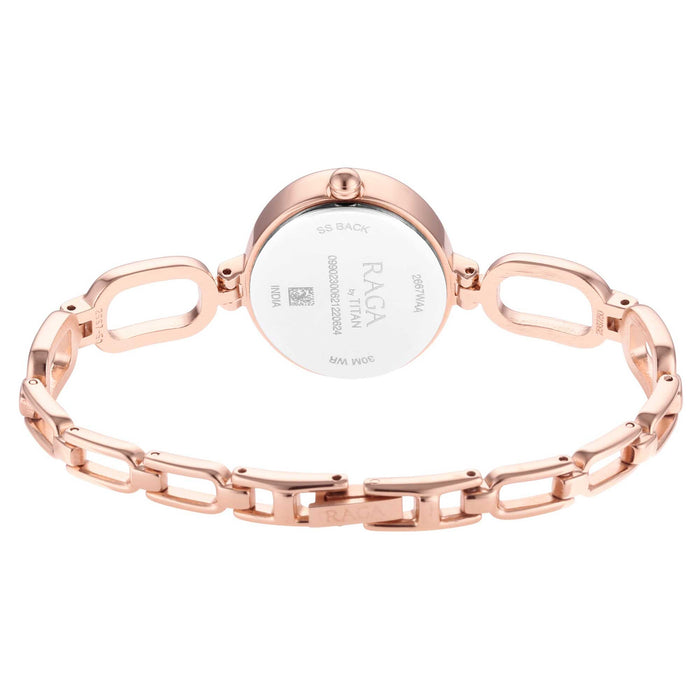 Titan Raga Viva Silver Dial Rose Gold Brass Strap Watch 2667WM01