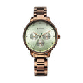 Titan Razzle Dazzle Quartz Analog with Day and Date Green Dial Brown Stainless Steel Strap Watch For Women 2648QM03