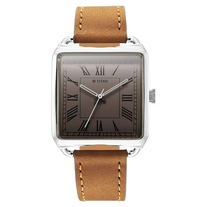 Titan Retro Revive Quartz Analog White Dial Leather Strap for Men 1676SL02