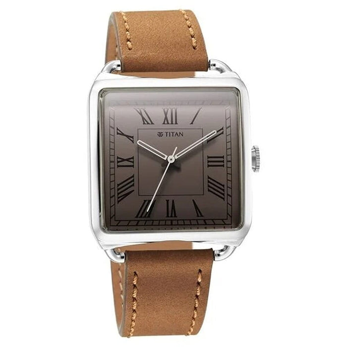 Titan Retro Revive Quartz Analog White Dial Leather Strap for Men 1676SL02
