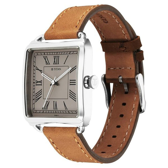 Titan Retro Revive Quartz Analog White Dial Leather Strap for Men 1676SL02
