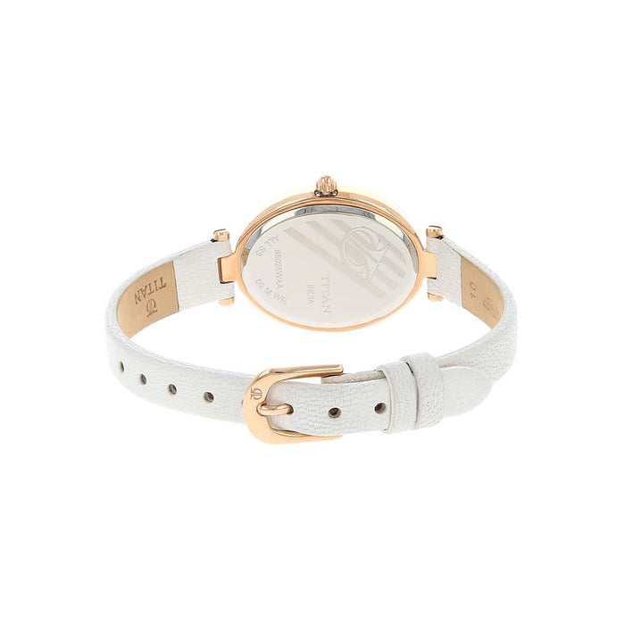 Titan Rose Gold Dial Leather Strap Watch 95025WL01