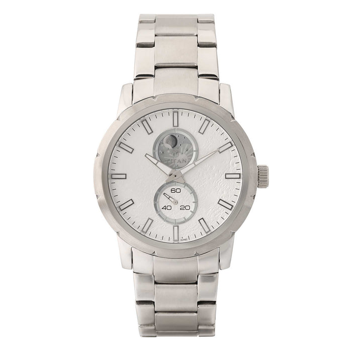 Titan Silver Dial Stainless Steel Strap Watch 90050SM01