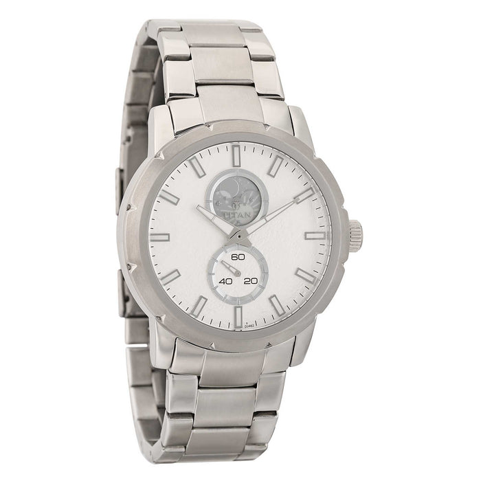 Titan Silver Dial Stainless Steel Strap Watch 90050SM01