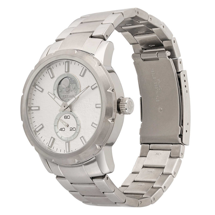 Titan Silver Dial Stainless Steel Strap Watch 90050SM01