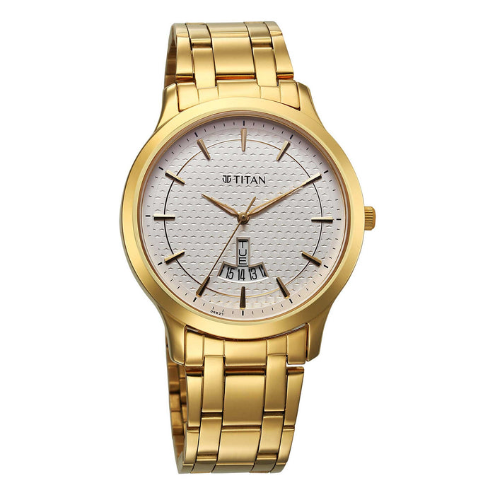 Titan Silver White Dial Analog Watch for Men