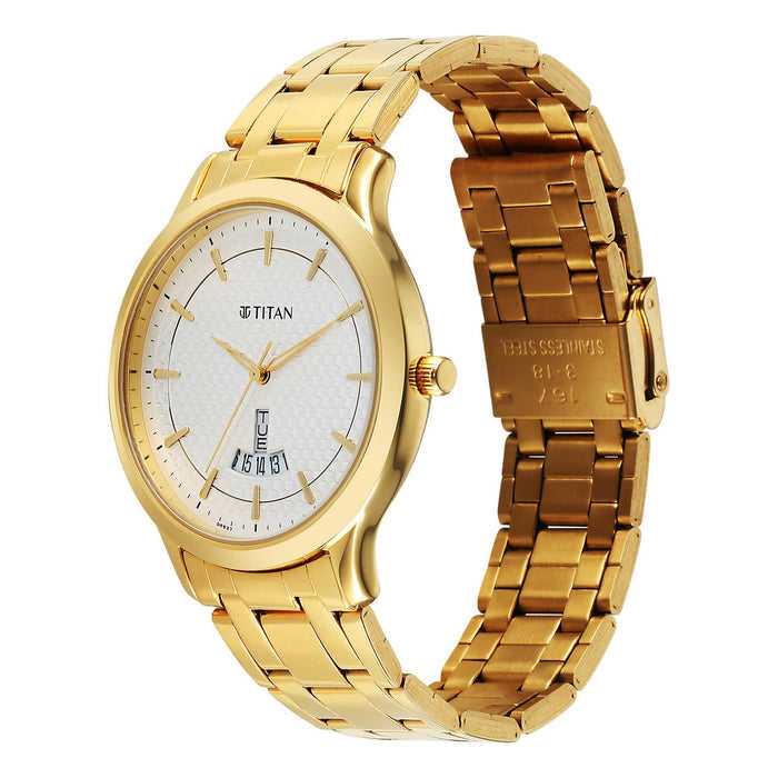 Titan Silver White Dial Analog Watch for Men