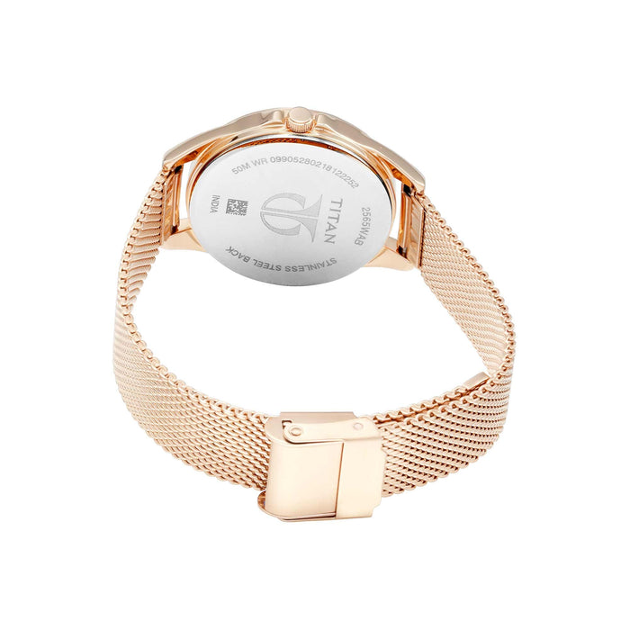 Titan Sparkle Women’s Watch with Swarovski Crystals | Quartz, Water Resistant, Mesh or Leather Band, pink