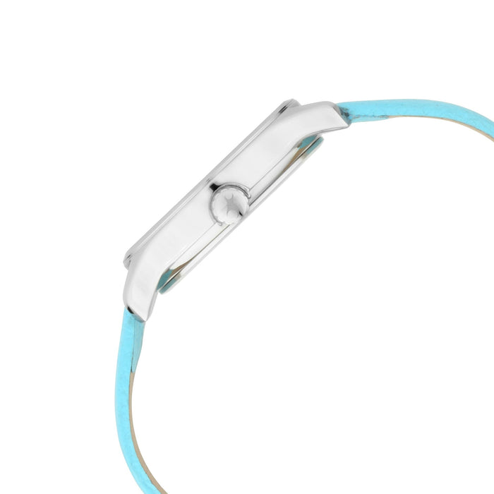 Titan Tripster Pebbled Leather Band Map Detail Dial Analog Watch for Women - Turquoise and Silver, strap