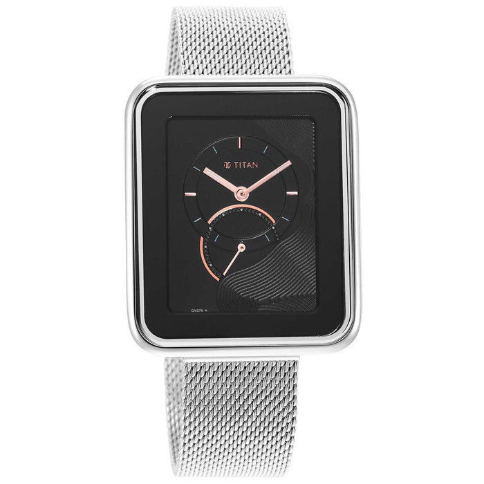 Titan Wander Black Dial Metal Strap Watch 2676SM01