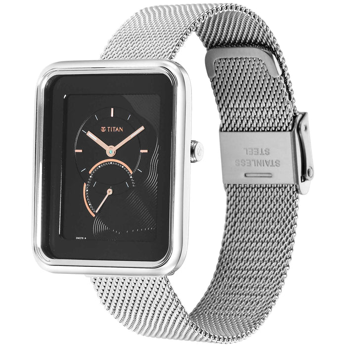 Titan Wander Black Dial Metal Strap Watch 2676SM01