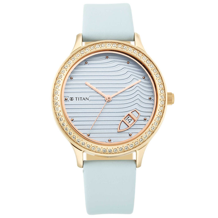 Titan Wander Blue Dial Leather Strap Watch 2634WL01