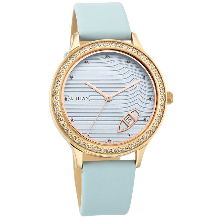 Titan Wander Blue Dial Leather Strap Watch 2634WL01