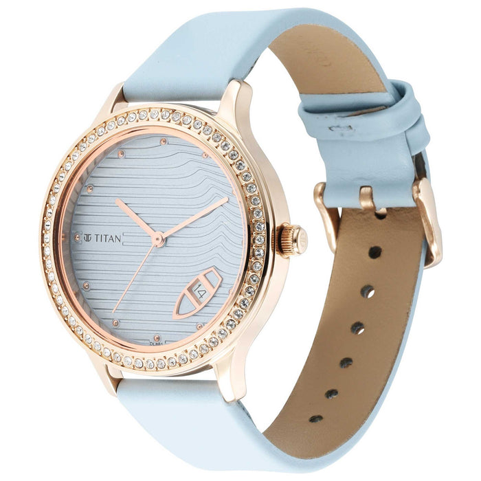 Titan Wander Blue Dial Leather Strap Watch 2634WL01