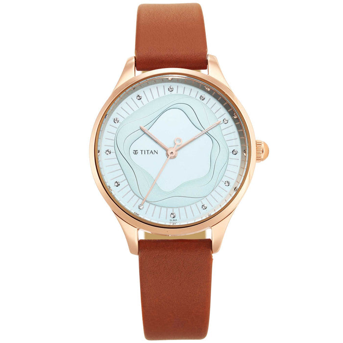 Titan Wander Blue Dial Leather Strap Watch 2649WL02