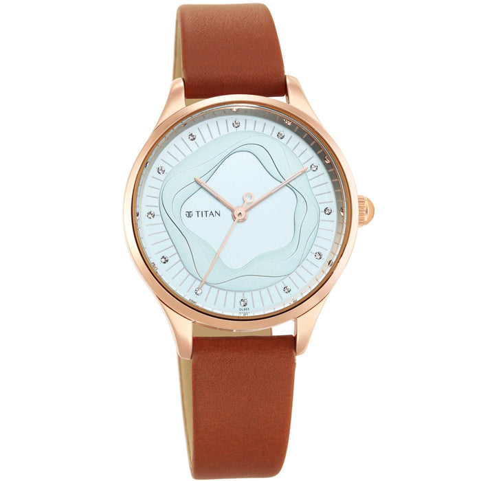 Titan Wander Blue Dial Leather Strap Watch 2649WL02