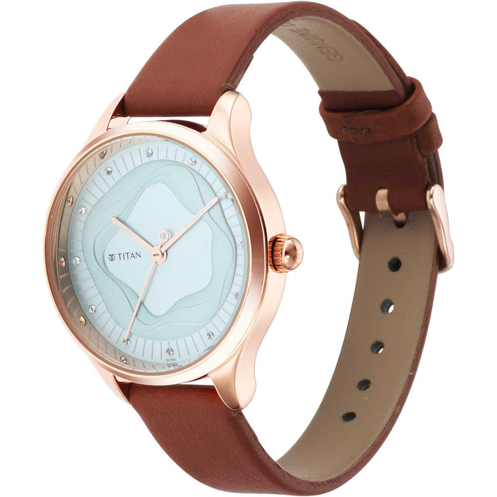 Titan Wander Blue Dial Leather Strap Watch 2649WL02