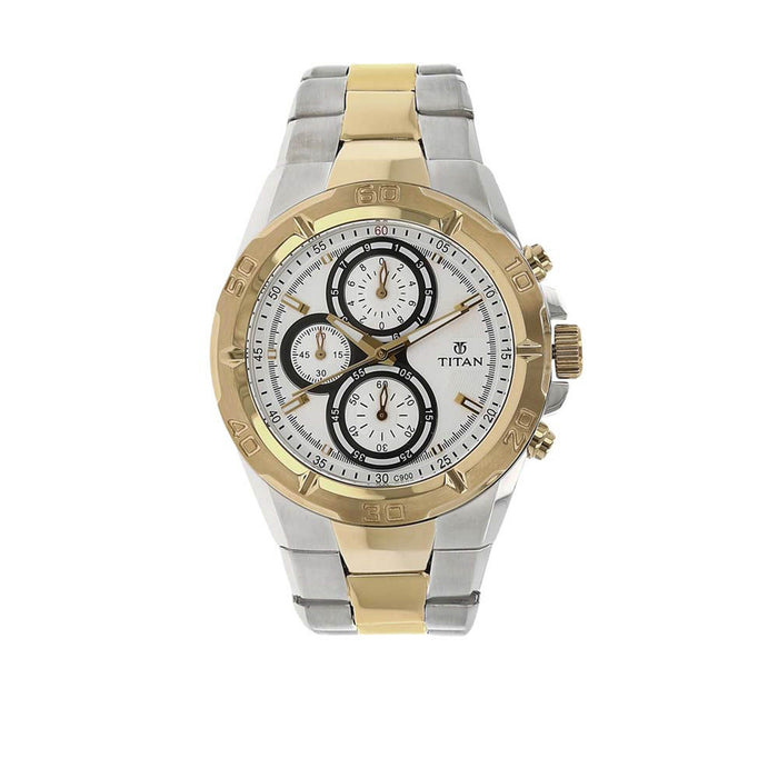 Titan White Dial Chronograph Watch 9308BM01