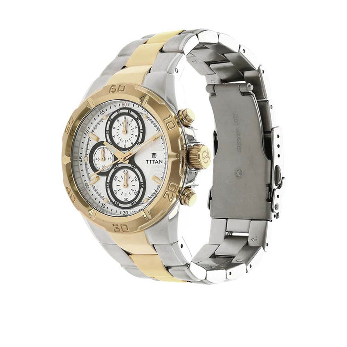 Titan White Dial Chronograph Watch 9308BM01