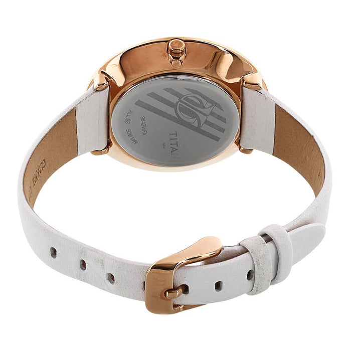 Titan White Dial Leather Strap Watch 9943WL01