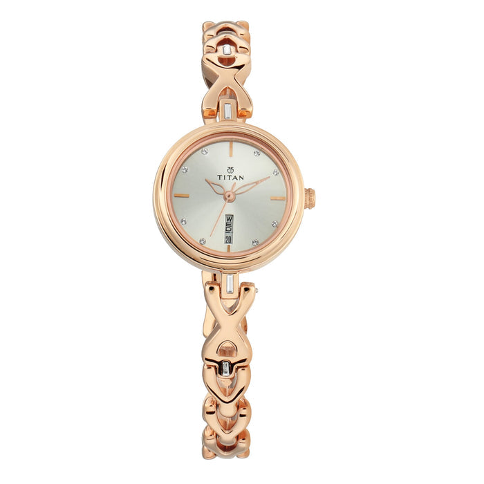 Titan Women Metal Karishma Analog Silver Dial Watch-Nm2601Wm01 / Nl2601Wm01/Nr2601Wm01, Band Color-Rose Gold
