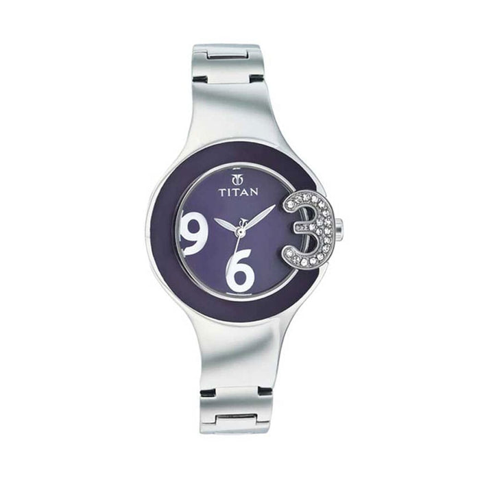 Titan women Water Resistant Stainless Steel Analog Watch 9819SM02