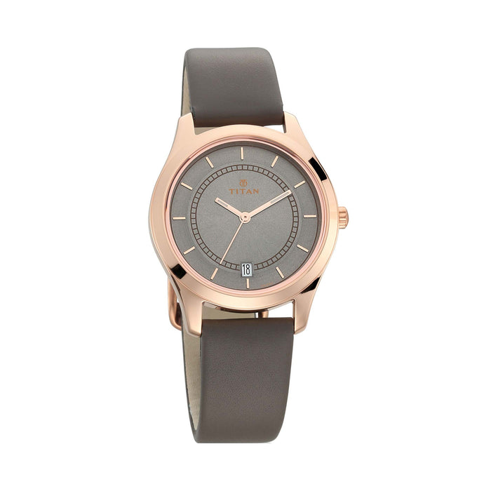 Titan Women's Grey Dial Stainless Steel Band Watch - 2596WL02