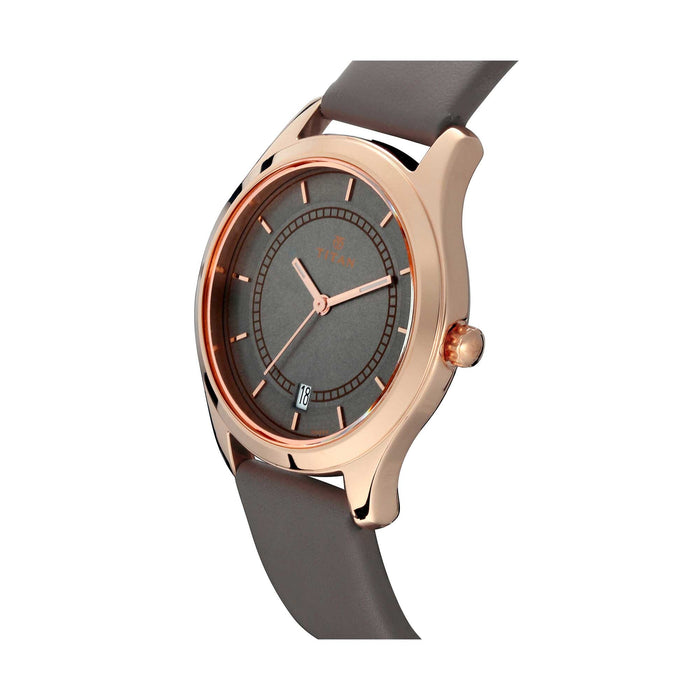Titan Women's Grey Dial Stainless Steel Band Watch - 2596WL02