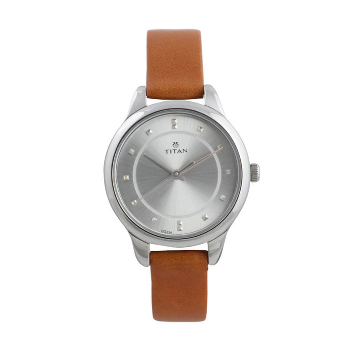 Titan Women's Quartz Watch with Analog Display and Leather Bracelet 2481SL06