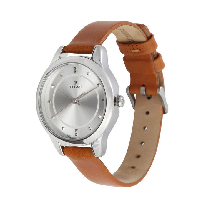 Titan Women's Quartz Watch with Analog Display and Leather Bracelet 2481SL06
