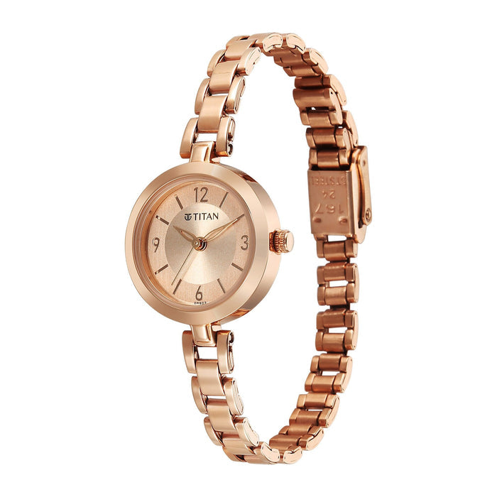 Titan Women's Watch Analog Rose Gold Dial with Rose Gold Stainless Steel Band, 2598WM04