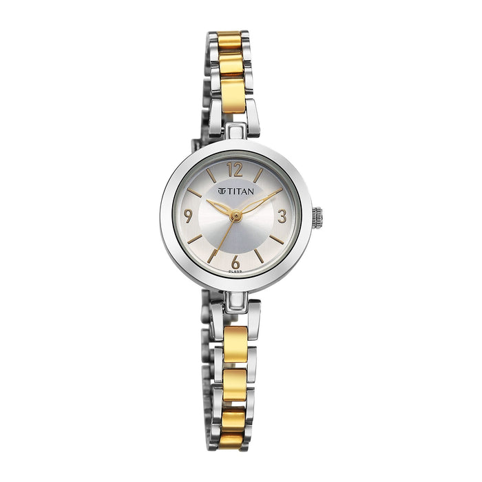 Titan Women's Watch Analog Silver Dial with Two-Toned Stainless Steel Band, 2598BM02