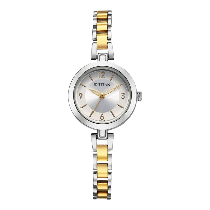 Titan Women's Watch Analog Silver Dial with Two-Toned Stainless Steel Band, 2598BM02