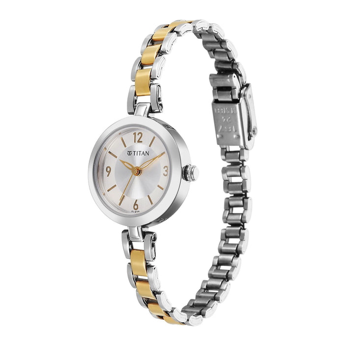 Titan Women's Watch Analog Silver Dial with Two-Toned Stainless Steel Band, 2598BM02