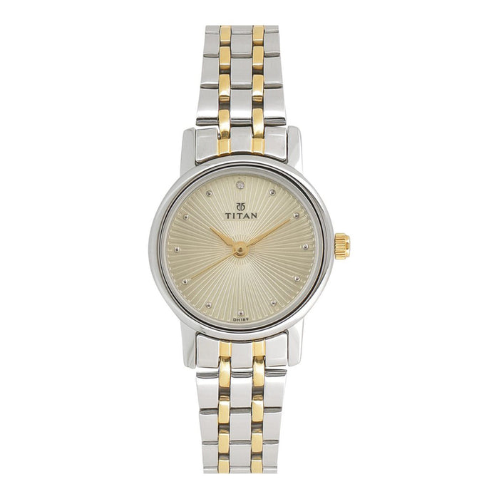 Titan Women's White Dial Stainless Steel Band Watch - 2593BM01