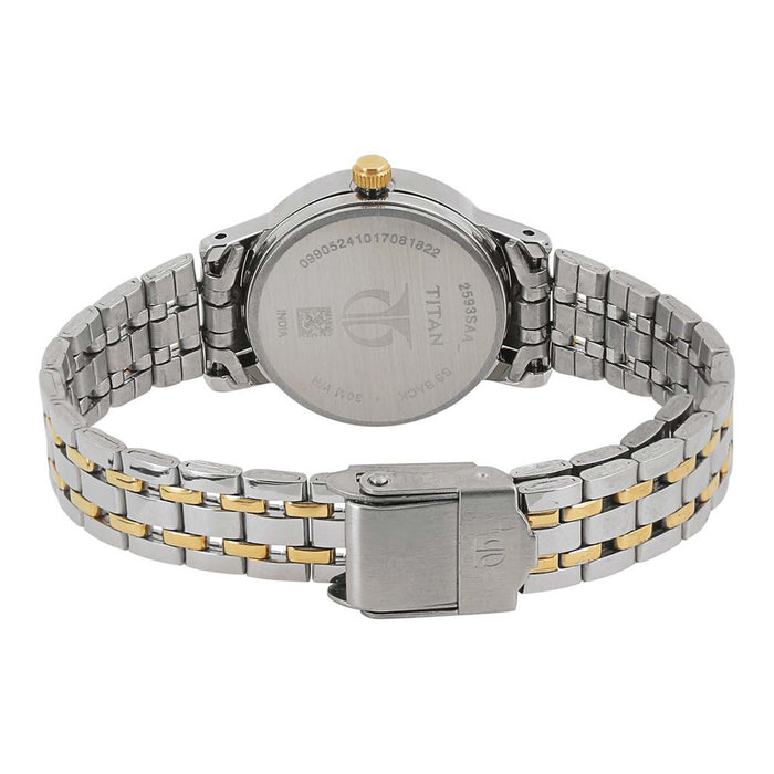 Titan Women's White Dial Stainless Steel Band Watch - 2593BM01