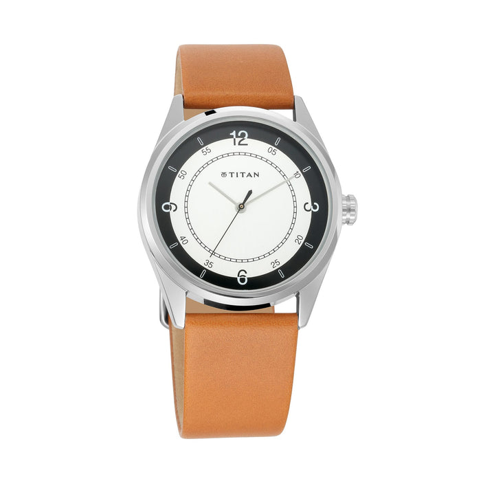 Titan Workwear 1729SL03 Leather Band Round Analog Watch for Men - Camel, strap
